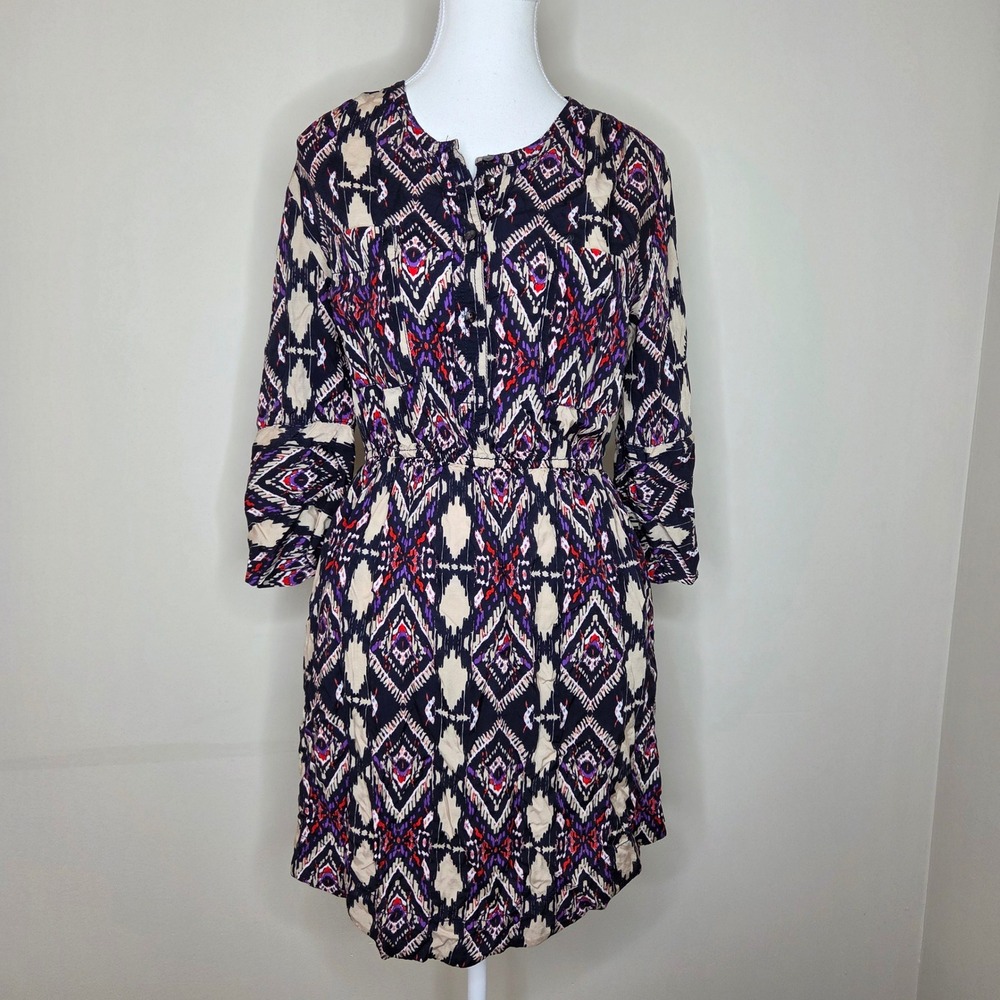 Holding Horses Anthropologie Blue Button Front Rayon Mini Dress Size‎ 4